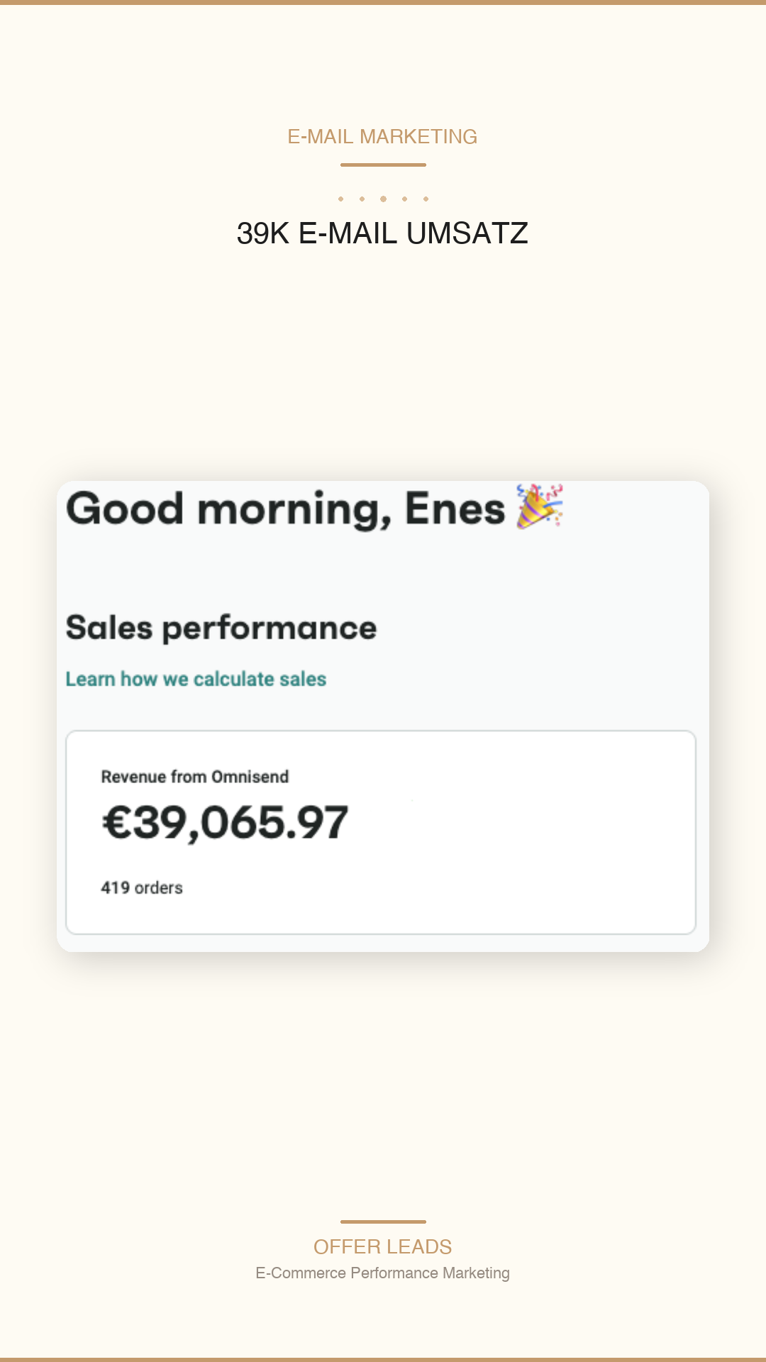 Stories format email revenue 39K